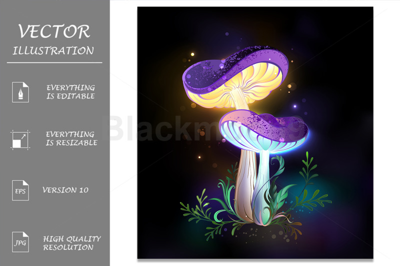 two-glowing-mushrooms