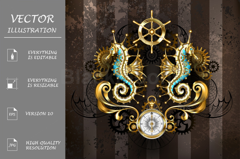 steampunk-symmetrical-composition-with-seahorse