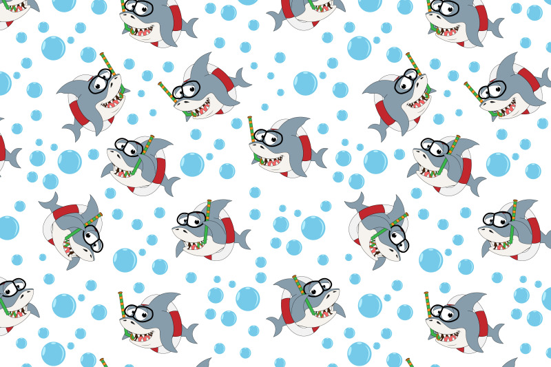 cute-shark-animal-cartoon-pattern