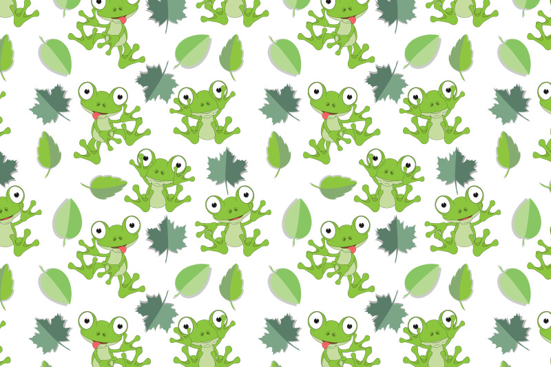 cute-frog-cartoon-and-leaf-pattern