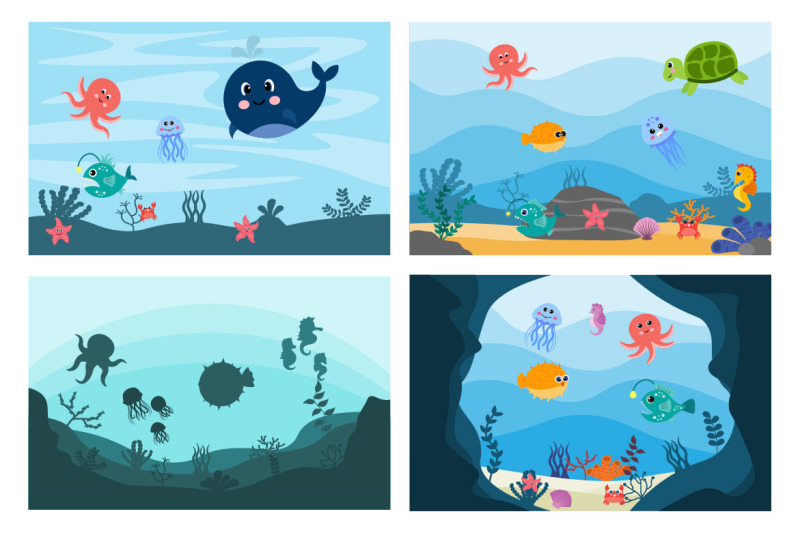 12-cute-ocean-animals-underwater-background-flat-design