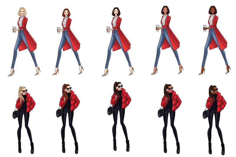 girls-in-red-2-fashion-clipart-set
