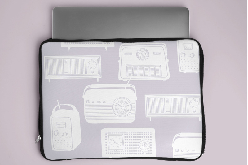 vintage-radios-black-amp-white-hand-drawn-retro-alarm-clock