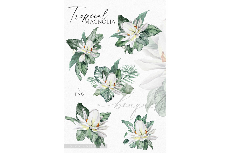 boho-tropical-clipart-white-magnolia-floral-and-jungle-leaves-png