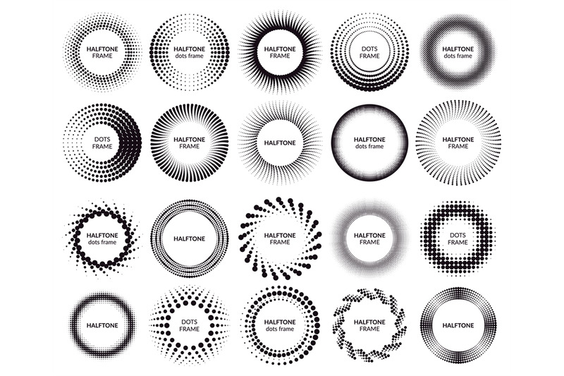 circle-dotted-frames-gradient-halftone-dots-pattern-shapes-dot-spray