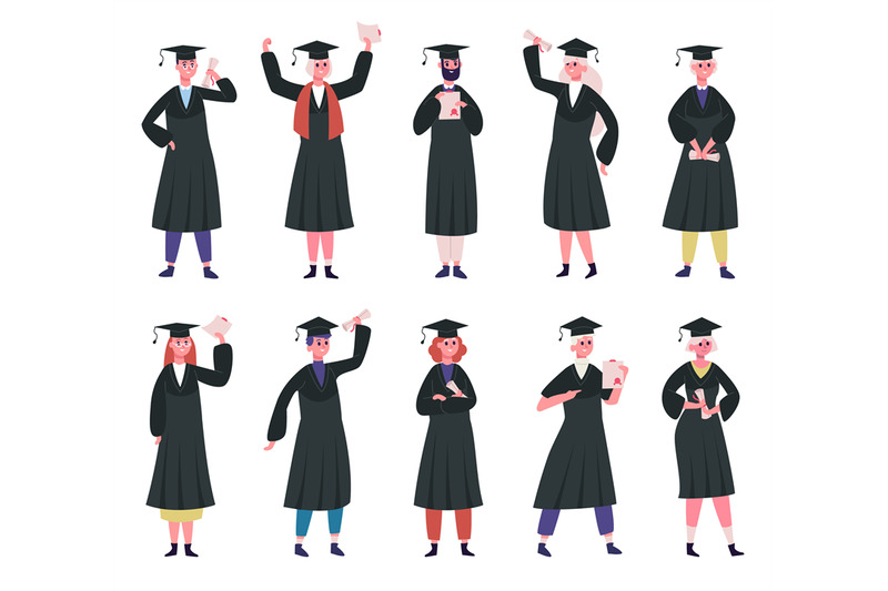 graduated-students-college-graduates-wearing-traditional-caps-and-aca