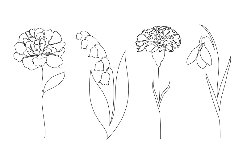 flowers-line-art