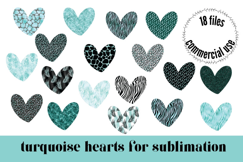 turquoise-hearts-for-sublimation-background-bundle