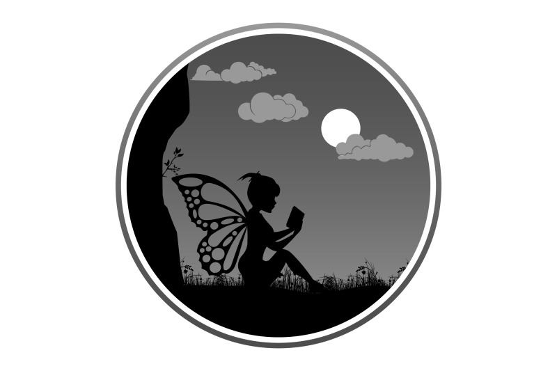 cute-fairy-reading-a-book-silhouette