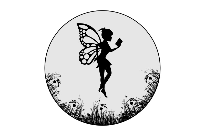 cute-fairy-reading-a-book-silhouette