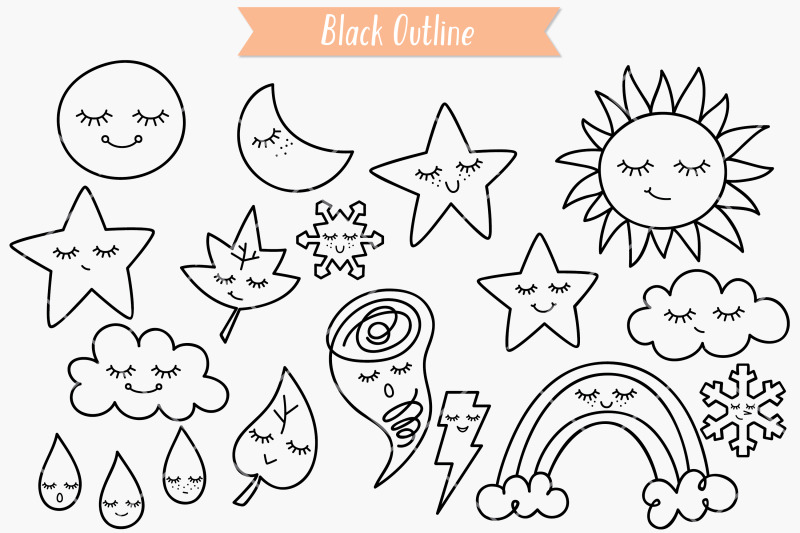 weather-kawaii-hand-drawn-star-moon-sun-cloud-rainbow-tornado