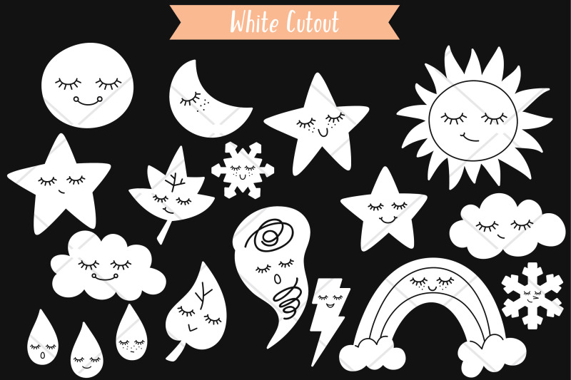 weather-kawaii-white-star-moon-sun-cloud-rainbow-tornado-doodle