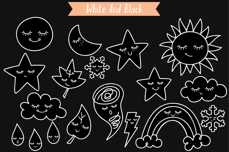 weather-kawaii-white-star-moon-sun-cloud-rainbow-tornado-doodle