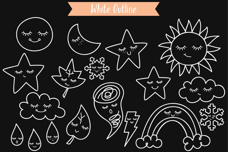 weather-kawaii-white-star-moon-sun-cloud-rainbow-tornado-doodle