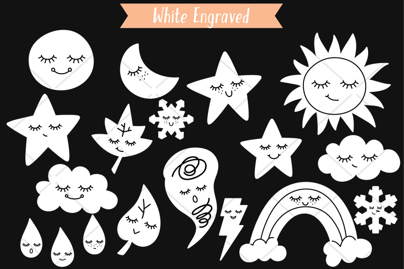 weather-kawaii-white-star-moon-sun-cloud-rainbow-tornado-doodle
