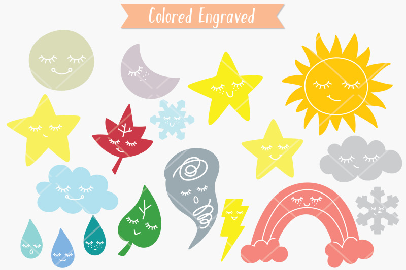 color-weather-kawaii-star-moon-sun-cloud-rainbow-tornado-doodle