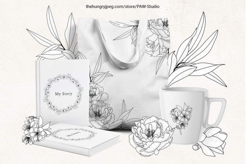 floral-sketch-line-art-flower-svg-frame-botanical-monogram