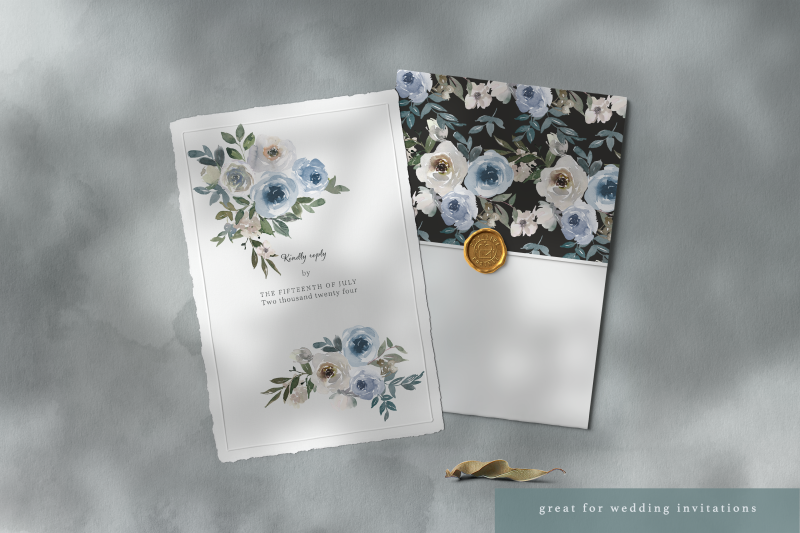 dusty-blue-watercolor-floral-clipart-set