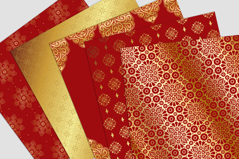 red-and-gold-oriental-digital-paper-pack