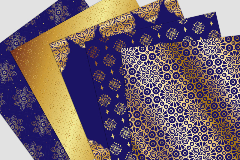 blue-and-gold-oriental-digital-paper-pack