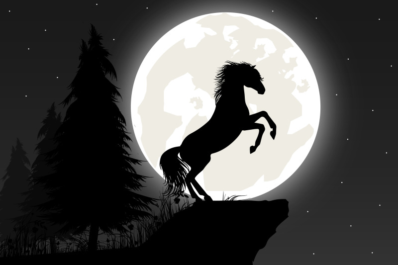 cute-horse-and-moon-silhouette