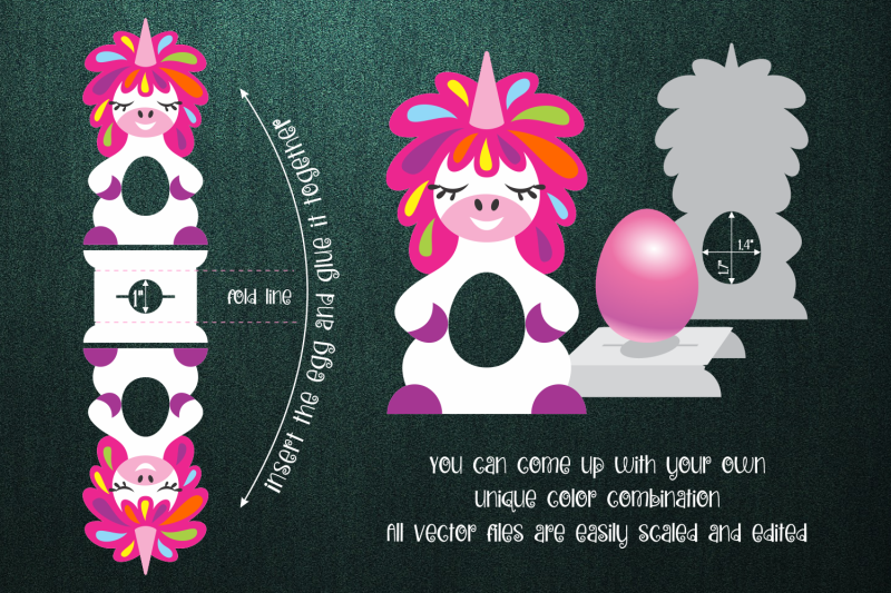 Unicorn - Chocolate Egg Holder template SVG By Olga Belova | TheHungryJPEG