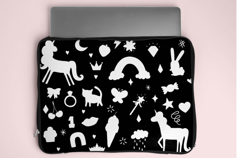 whimsical-doodles-hand-drawn-unicorn-rainbow-heart-lips