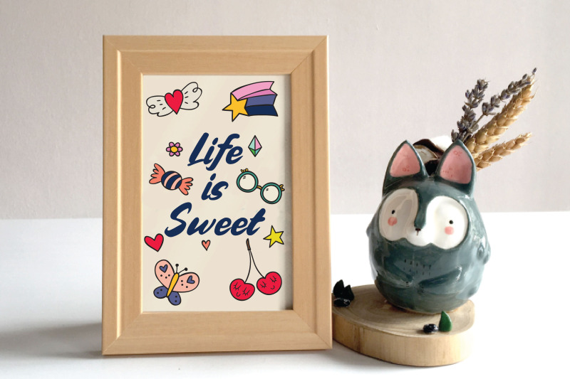 whimsical-doodles-hand-drawn-unicorn-rainbow-heart-lips