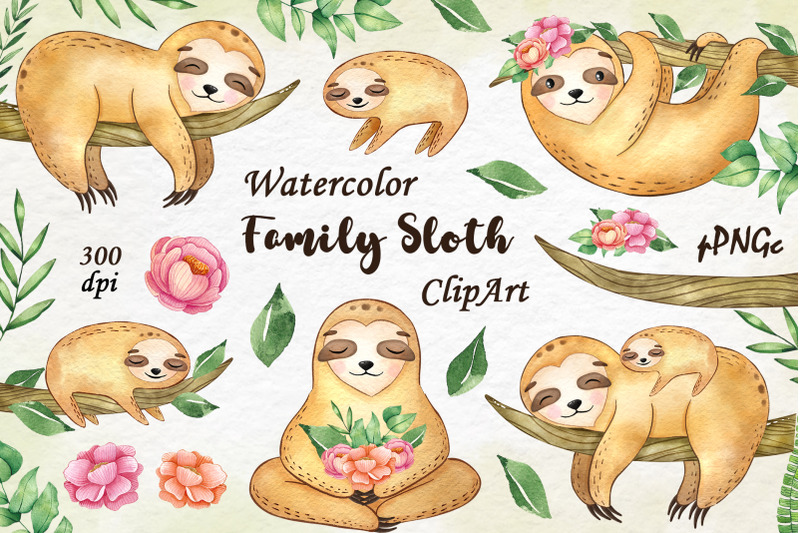 watercolor-family-sloth-clipart