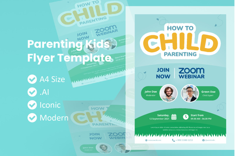 webinar-parenting-kids-flyer-brochure-template
