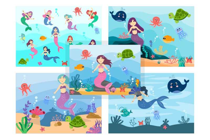 9-mermaid-and-cute-sea-animals-illustration