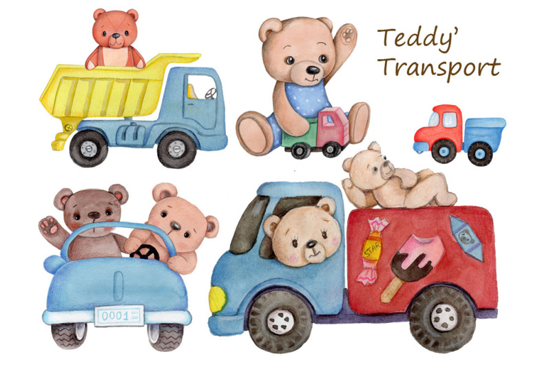 teddy-039-transport-watercolor-illustrations