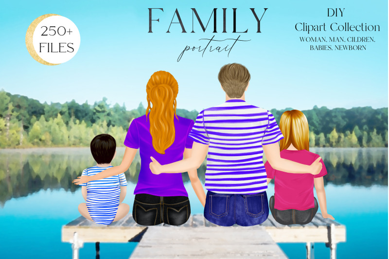 family-clipart-diy-portrait-custom-family-portrait-sitting-family