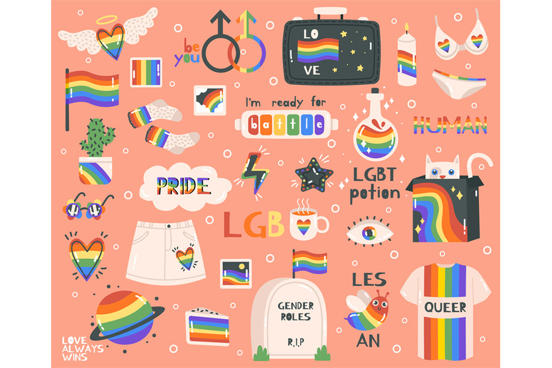 cute-pride-symbols-hand-drawn-lgbtq-pride-rainbow-peace-sign-and-fla