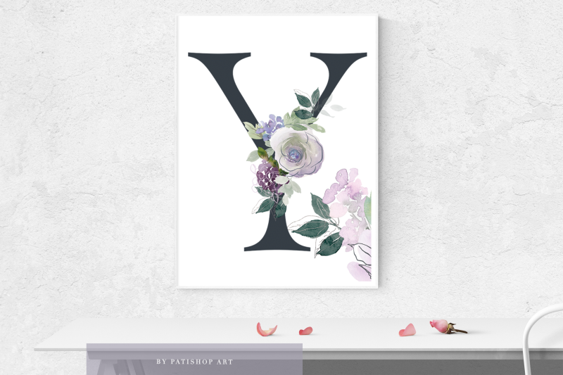 watercolor-floral-alphabet-embellished-letters-numbers-separate-bouque