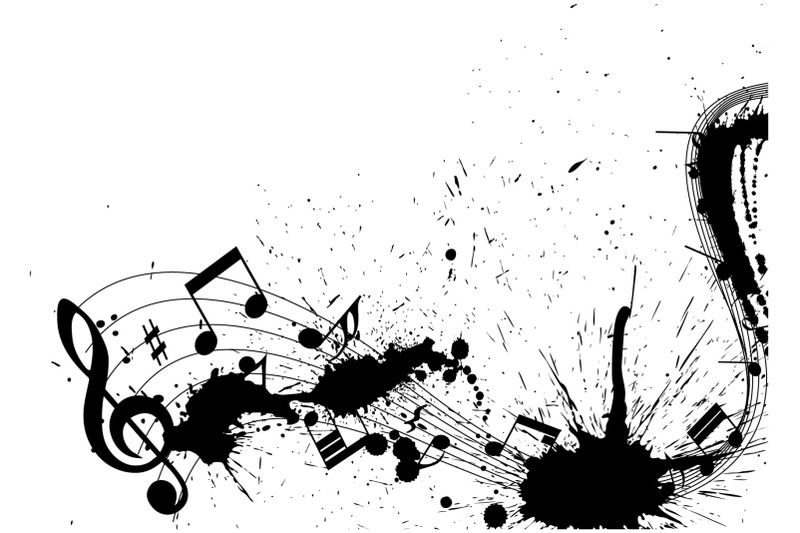 grunge-musical-notes-design-set