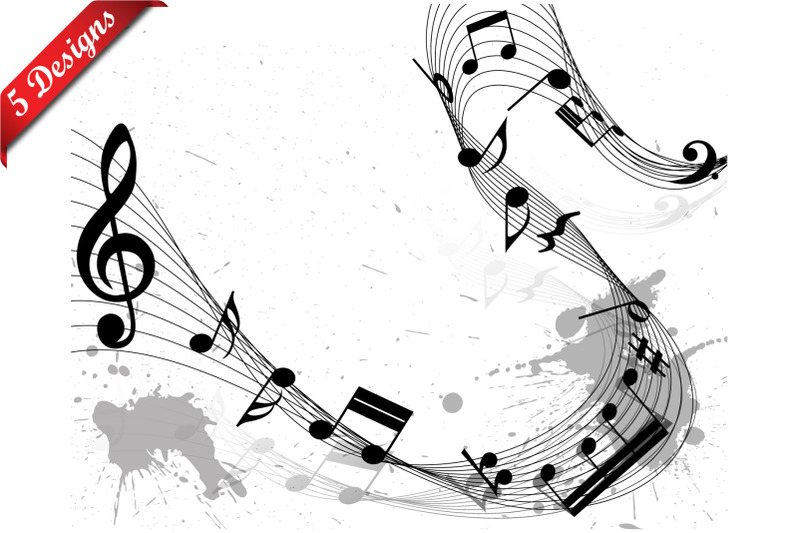 grunge-musical-notes-design-set