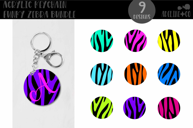 acrylic-keychain-funky-zebra-bundle
