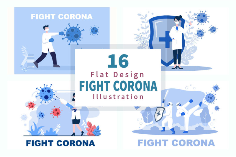 16-fighting-with-corona-virus-flat-illustration