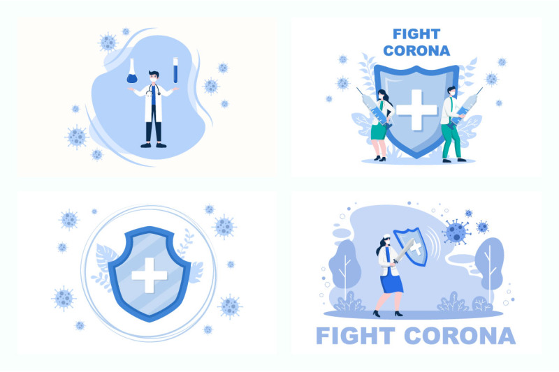 16-fighting-with-corona-virus-flat-illustration