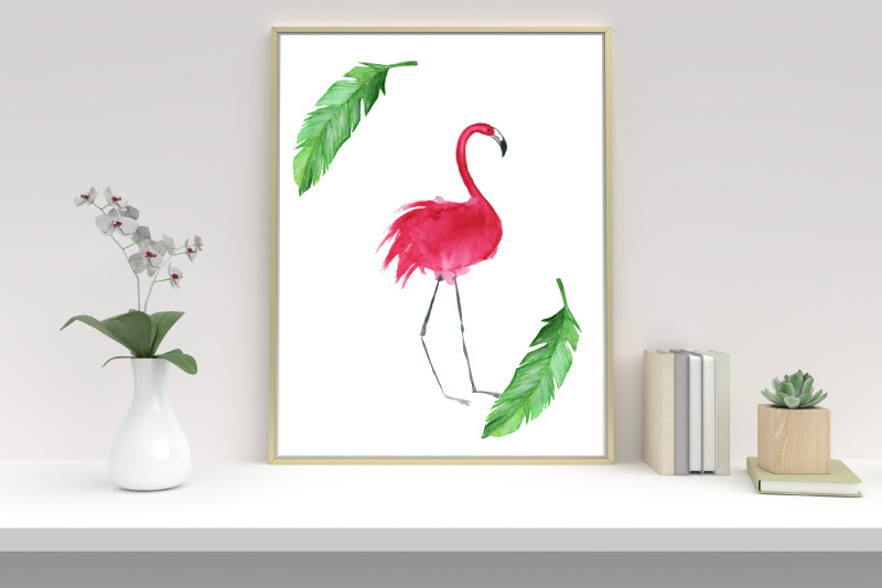watercolor-clipart-tropical-flamingo-hand-draw