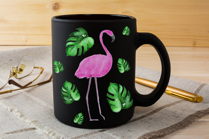 watercolor-clipart-tropical-flamingo-hand-draw