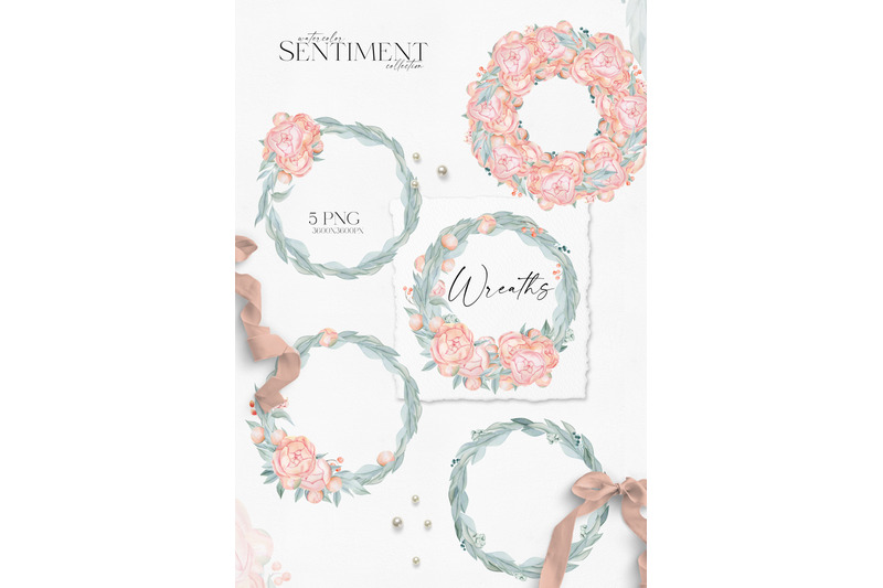 boho-roses-wreaths-clipart-watercolor-floral-borders-png-wedding