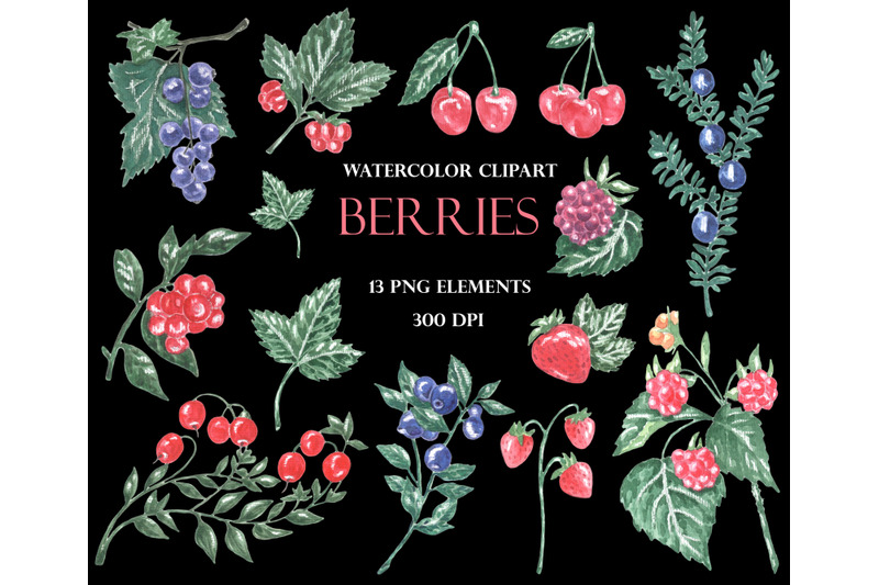 watercolor-berries-clipart-blueberries-strawberries-cherries