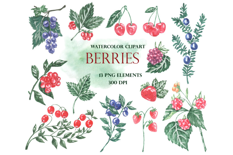 watercolor-berries-clipart-blueberries-strawberries-cherries