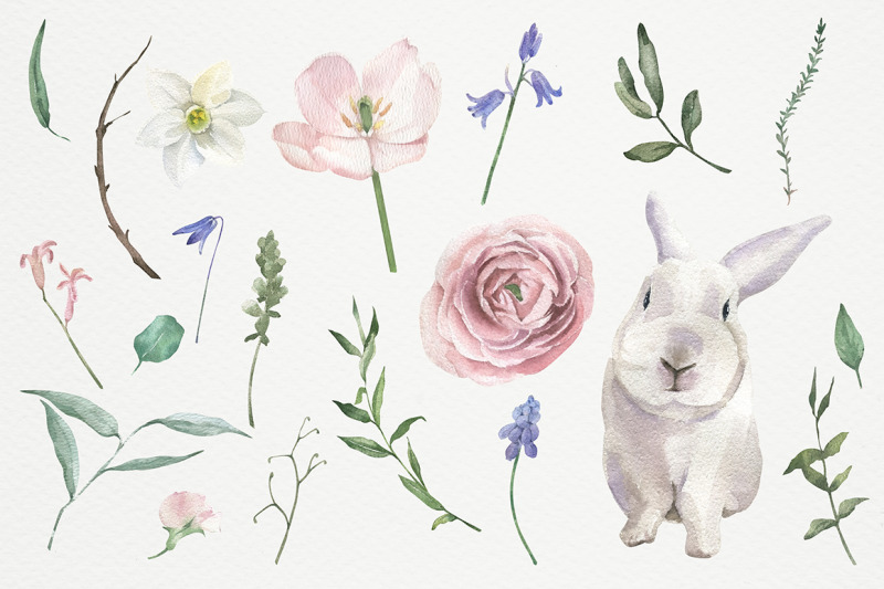 watercolor-bunnies-and-flowers