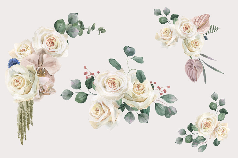 watercolor-roses-and-orchids-set