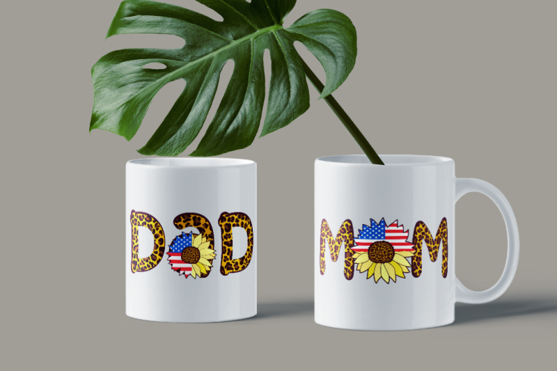 set-of-words-with-leopard-and-sunflower-pattern-with-usa-flag