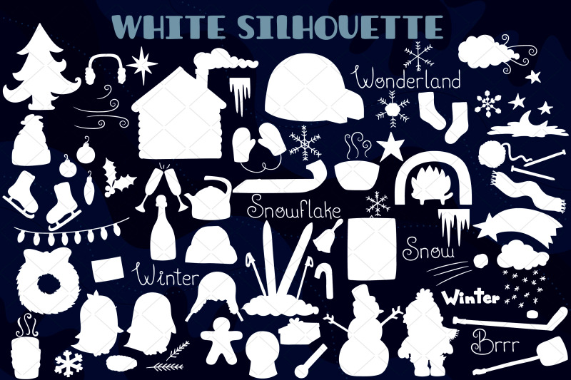 winter-season-white-doodles-mittens-igloo-snowman-penguin-sport