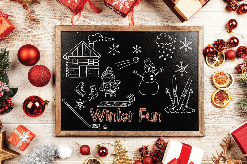 winter-season-white-doodles-mittens-igloo-snowman-penguin-sport